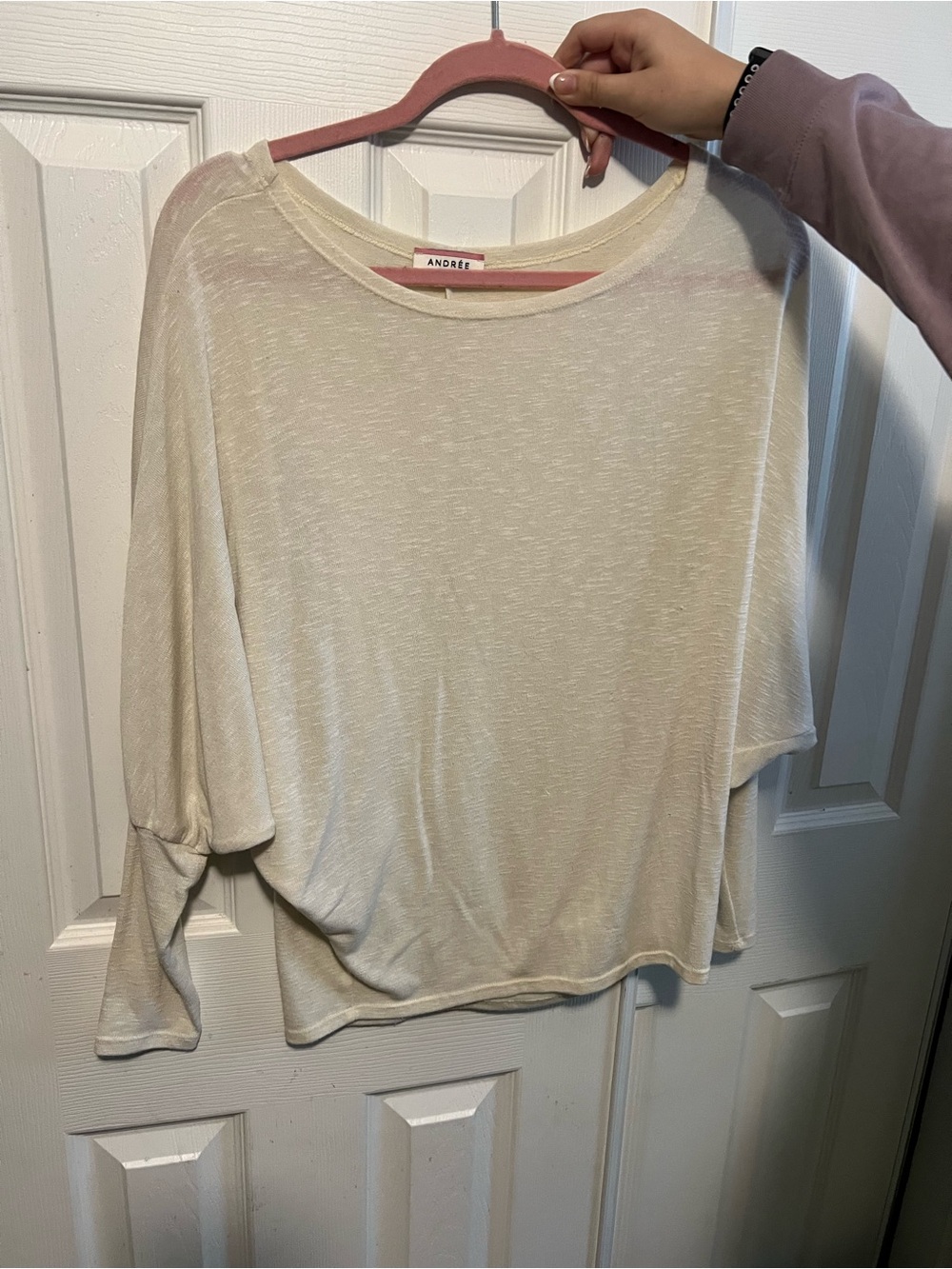 ANDREE BY UNIT Cream Lightweight Long Sleeve Slub Top